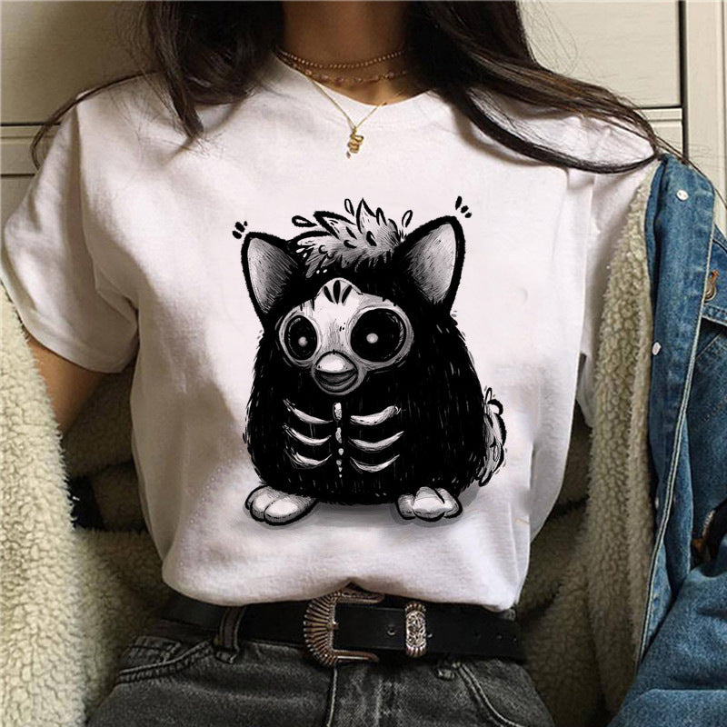 Cat Mushroom Halloween Women's Streetwear Short Sleeves