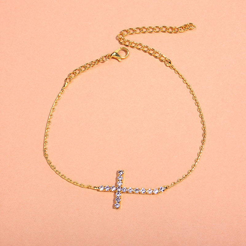 Retro Cross Anklet Simple Creative Single Layer Trend Footwear