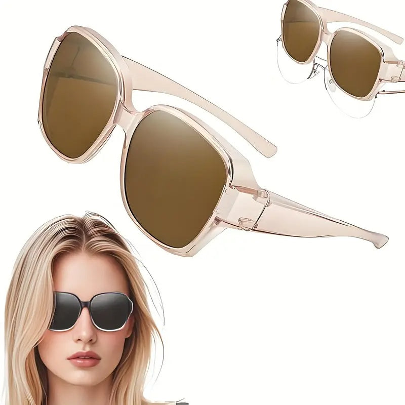 Dual-Use Clip-On Fashion Glasses - Crystals, Stylish Rectangular Design, Unisex, Driving Accessories, Eyewear Accessories-Selling On Temu Is Prohibited